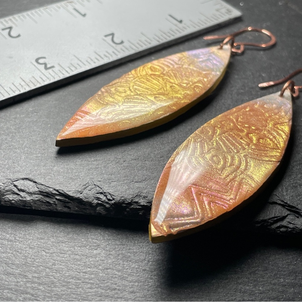 Tribal Painted Pink and Orange 
Surfboard Boho Earrings - Picture 10 of 16